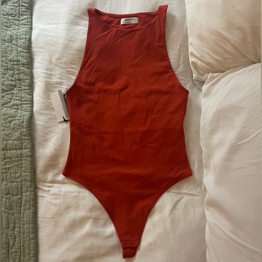 Aritzia Contour 90s Bodysuit Tank Top Burnt Orange Size Small New With Tags